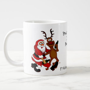 Taza De Café Gigante Santa Claus con alce - Navidades felices