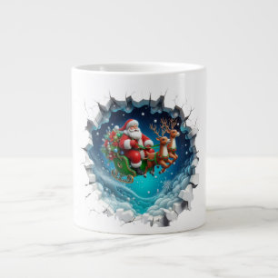 Taza De Café Gigante Santa Claus en 3D sobre un hondo mug de especialid