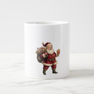 Taza De Café Gigante Santa Claus vintage con saco de juguetes y dulce r
