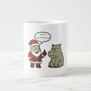 Taza De Café Gigante Santa y Hipopótamo divertidos y lindos de Navidad