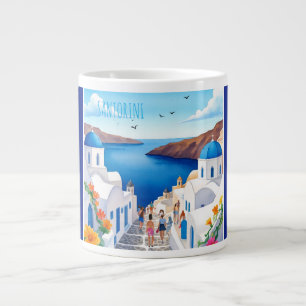 Taza De Café Gigante Santorini con bellas vistas románticas, griego