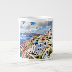 Taza De Café Gigante Santorini, Un Destino De Sueño, Mug Especializado