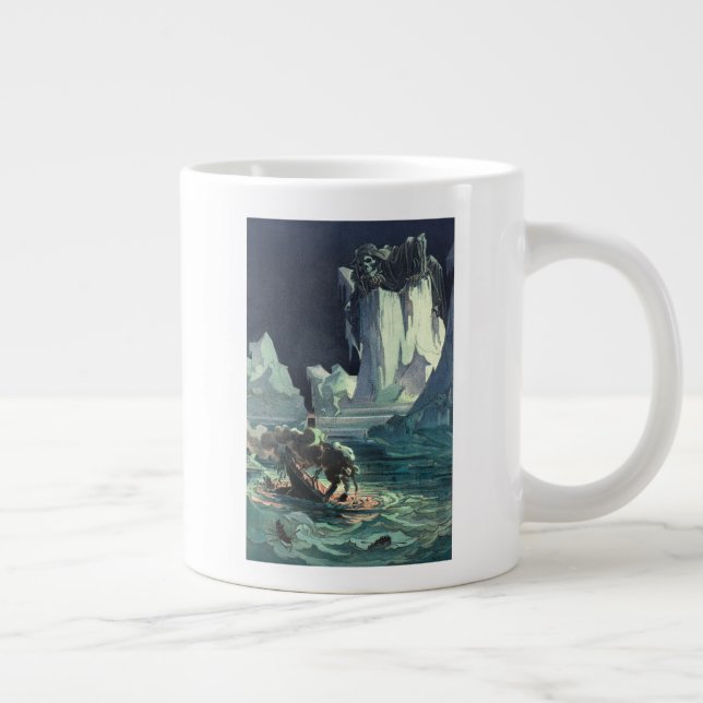 Taza De Café Gigante Sargazo Mar Grim Reaper y Hundimiento de Titanic (Derecha)