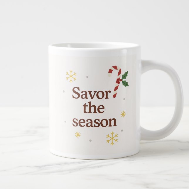 Taza De Café Gigante Savor the Season | Candy Cane Christmas Mug (Derecha)