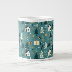 Taza De Café Gigante Scandinavian Merry Christmas Tree Winter Snow