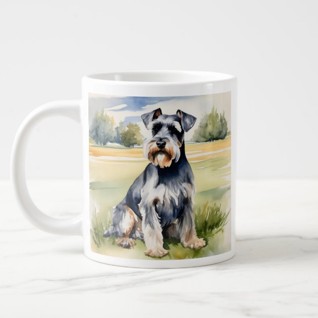 Taza De Café Gigante Schnauzer en miniatura de acuarela - Impresión de  (Izquierda)