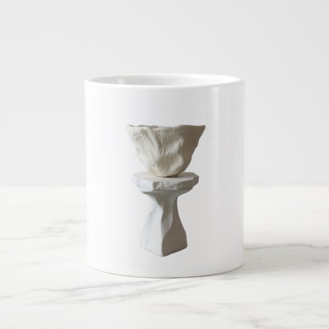 Taza De Café Gigante Sculptural Plaster Pedestal Raw Hand-Formed Brutal (Frente)
