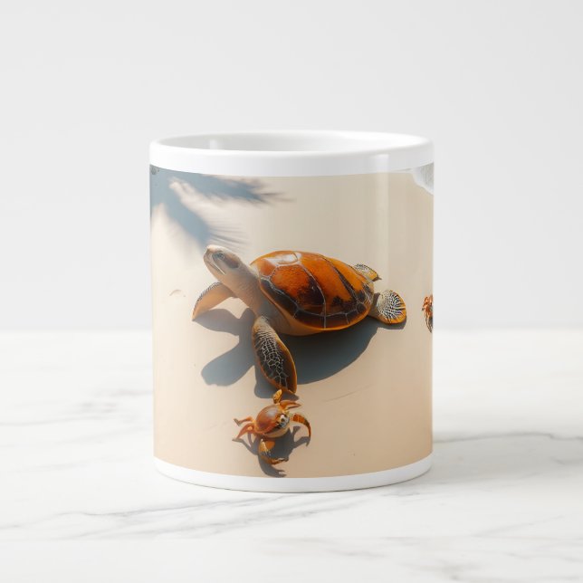 Taza De Café Gigante Sea  Crabs on Tropical Beach – Serene Ocea (Frente)