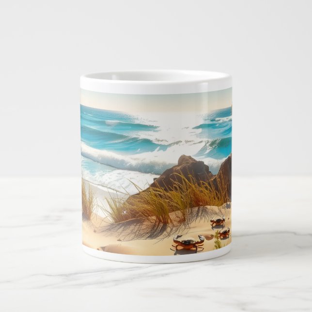 Taza De Café Gigante Sea  Crabs on Tropical Beach – Serene Ocea (Frente)
