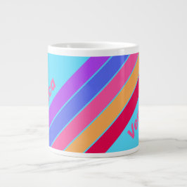 Taza De Café Gigante Sea Glass Stripes with Name