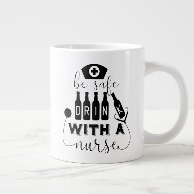 Taza De Café Gigante Sea Seguro Con Una Enfermera (Derecha)