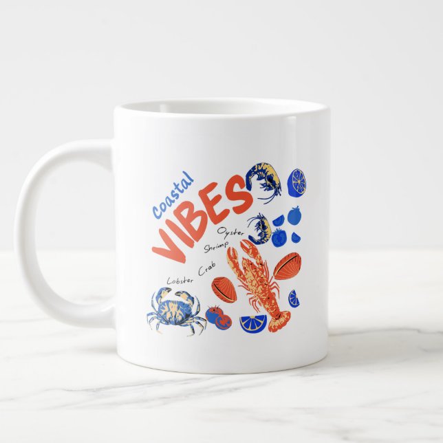 Taza De Café Gigante Seafood Beach Fisherman Ocean Tropical Quote  (Izquierda)