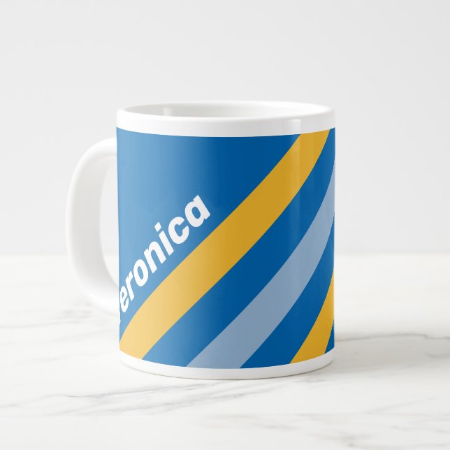 Taza De Café Gigante Seaside Stripes with Name (Izquierda)