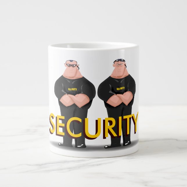 Taza De Café Gigante SEGURIDAD! Dos bouncers graciosos o doormen (Frente)