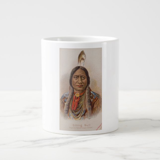 Taza De Café Gigante Señales de humo: El jefe indio lakota está sentado (Frente)