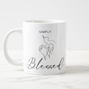 Taza De Café Gigante Sencillamente Bendito Dibujo Minimalista Cristiano