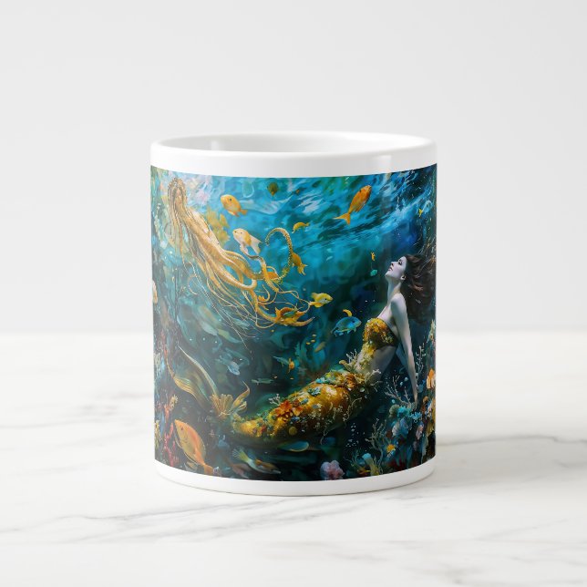 Taza De Café Gigante "Seraphina" - Hermosa sirena mística (Frente)