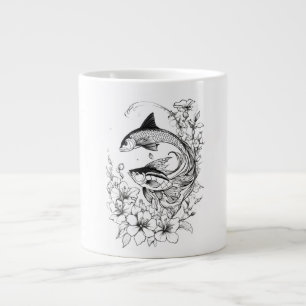 Taza De Café Gigante Serene Koi Pond Jumbo Mug Design