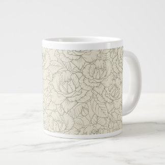 Taza De Café Gigante Serene Sage Green | Rosas Vintage Blossom