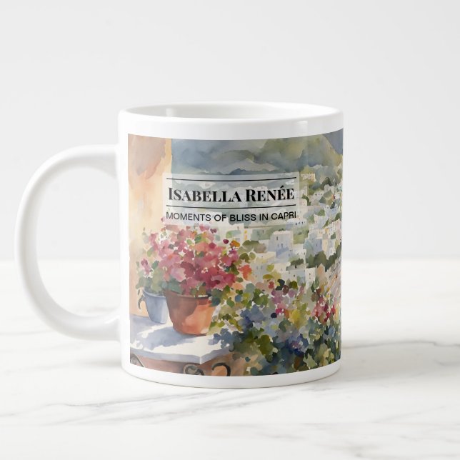 Taza De Café Gigante Serene Views of Capri Coffee Mug - Arte acuarela (Izquierda)