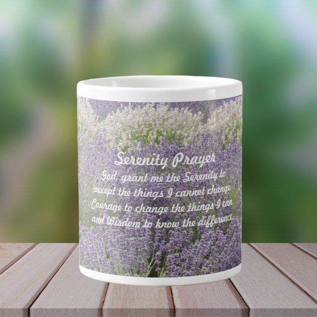 Taza De Café Gigante Serenity Prayer Lavender Garden Floral (In Situ)