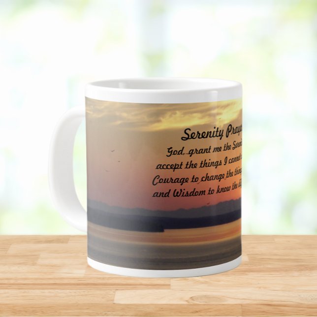 Taza De Café Gigante Serenity Prayer Naranja Seascape Sunset (In Situ)