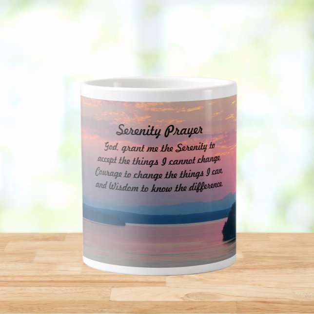 Taza De Café Gigante Serenity Prayer Pink Seascape Sunset (In Situ)