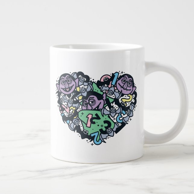 Taza De Café Gigante Sésamo | Conde von Count Doodle Heart (Derecha)