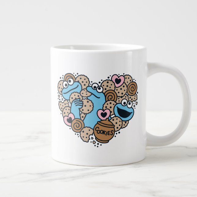 Taza De Café Gigante Sésamo | Cookie Monster Doodle Heart (Derecha)