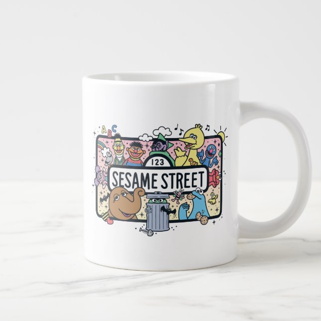 Taza De Café Gigante Sésamo | Rótulo Sesame Pals Doodle (Derecha)