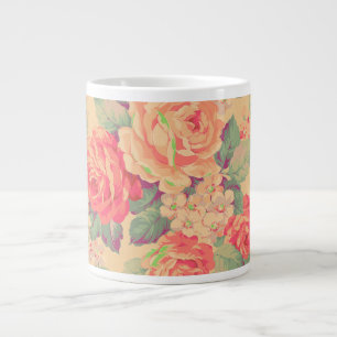 Taza De Café Gigante Shabby Chic Vintage Rosa Floral