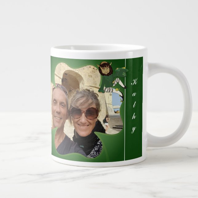 Taza De Café Gigante Shamrock Frames 2 Fotos Especialidad Mug (Derecha)