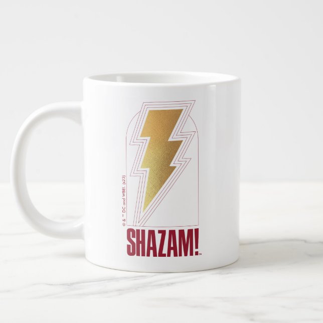 Taza De Café Gigante ¡SHAZAM! Furia de los dioses | Insignia Lightning  (Izquierda)
