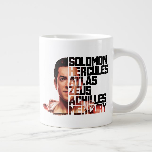 Taza De Café Gigante ¡SHAZAM! | Gráfico de Acrónimo de Shazam Closeup (Derecha)