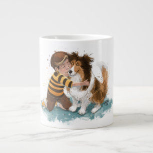 Taza De Café Gigante Sheltie y Boy Dog Hug