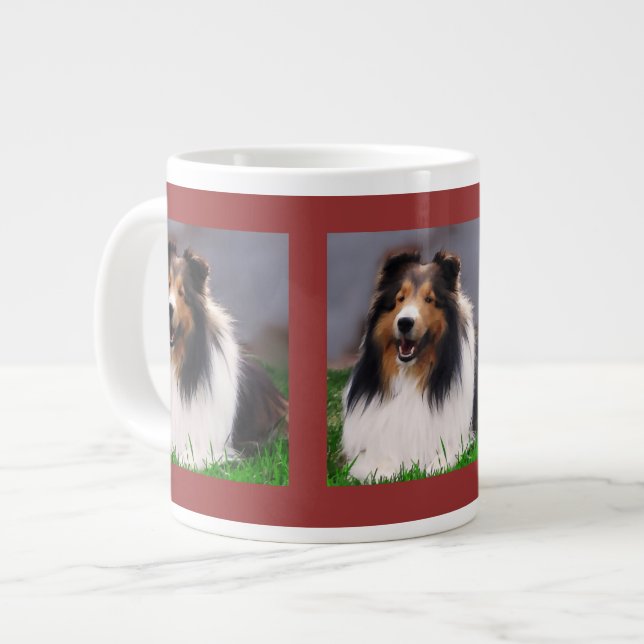 Taza De Café Gigante Shetland Sheepdog Art (Izquierda)