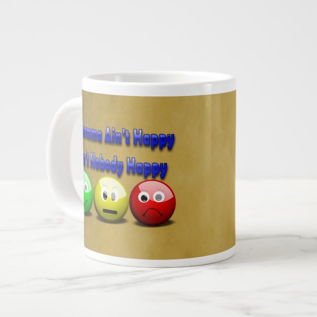 Taza De Café Gigante Si mamá no está feliz diciendo con Emojis (Izquierda)