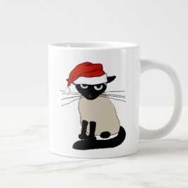 Taza De Café Gigante Siamese Santa | Navidades divertidos Holiday Kitty