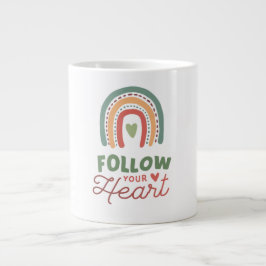 Taza De Café Gigante Siga su desi Inspirador del arco iris católico ret