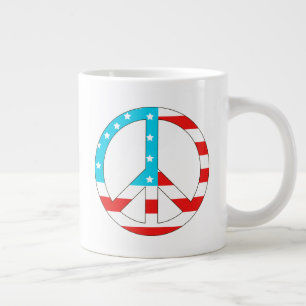 Taza De Café Gigante Signo de paz de bandera estadounidense