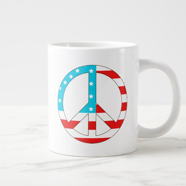Taza De Café Gigante Signo de paz de bandera estadounidense (Derecha)