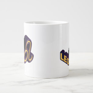 Taza De Café Gigante Signo zodiacal Leo y diseño de texto