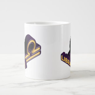 Taza De Café Gigante Signo zodiacal Libra y diseño de texto