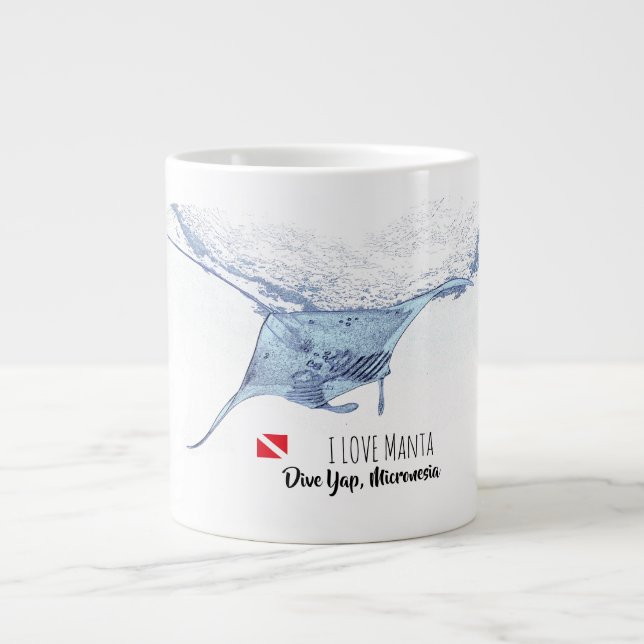 Taza De Café Gigante Silhouette de manta ray (Frente)