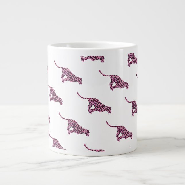 Taza De Café Gigante Silhouette Pink and Black Leopardo (Frente)