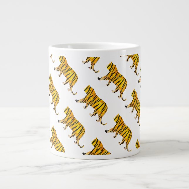 Taza De Café Gigante Silhouette Tiger Black and Naranja (Frente)