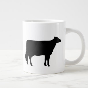 Taza De Café Gigante Silhouettes de vaca Holstein   Granja de campo