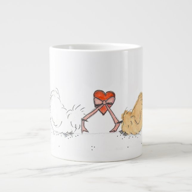Taza De Café Gigante Silkie con el corazón (Frente)