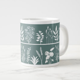 Taza De Café Gigante Silueta de planta botánica minimalista ahumada en 