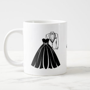 Taza De Café Gigante Silueta del vestido de novia y esmoquin